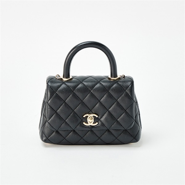 CHANEL ココハンドル XXS 2021年頃 ショルダーバッグ AS2215 ブラック ゴールド キャビアスキン