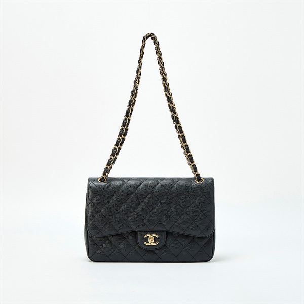 CHANEL マトラッセ 30 ダブルフラップダブルチェーン 2011年頃 ショルダーバッグ ブラック ゴールド キャビアスキン