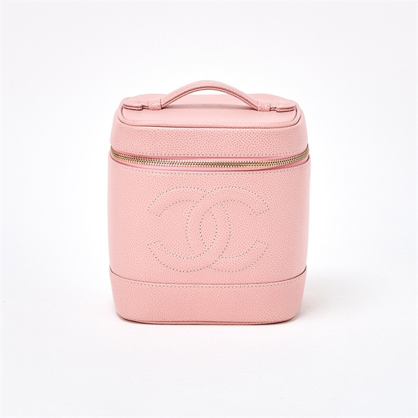 CHANEL ココマーク 2003年頃 バニティバッグ ピンク ゴールド キャビアスキン