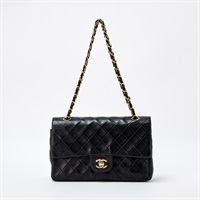 CHANEL マトラッセ 25 ダブルフラップダブルチェーン 1998年頃 ショルダーバッグ ブラック ゴールド ラムスキン