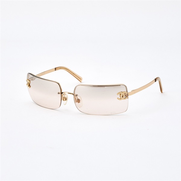 CHANEL ココマーク サングラス 62□15 120 4104-B ゴールド メタル ラインストーン