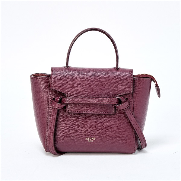 CELINE ベルトバッグピコ ショルダーバッグ レッド ゴールド レザー
