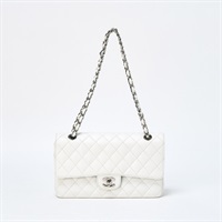 CHANEL マトラッセ ダブルフラップダブルチェーン 25 2007年 ショルダーバッグ ホワイト シルバー キャビアスキン