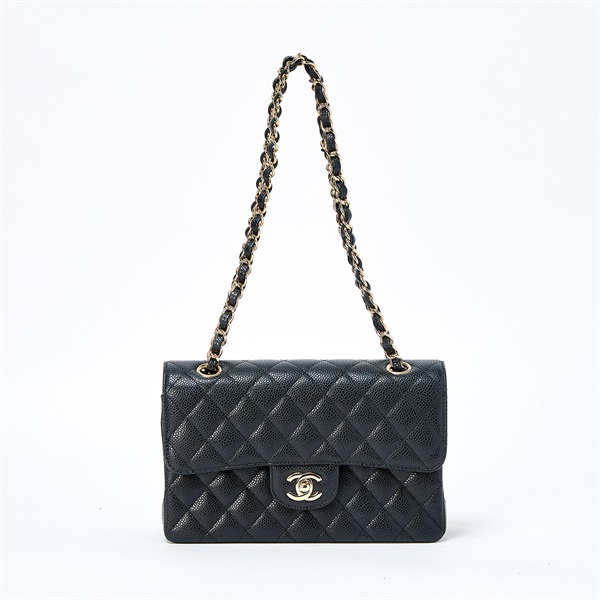 CHANEL マトラッセ ダブルフラップダブルチェーン 23 2019年 ショルダーバッグ ブラック ゴールド キャビアスキン