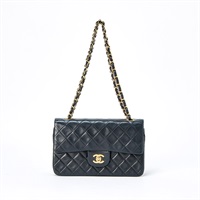 CHANEL マトラッセ ダブルフラップダブルチェーン 23 1992年 ショルダーバッグ ブラック ゴールド ラムスキン