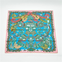 HERMES カレ 90 SOUS LE GIDE DE MARS / 軍神マルス スカーフ ピンク ブルー シルク