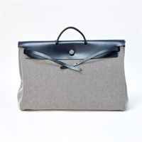 HERMES エールバッグ ジップルトゥルネ 50ジップTGM  2019年 D ハンドバッグ ブラック ホワイト シルバー トワルアッシュ