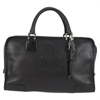 LOEWE アマソナ アナグラム 36 ハンドバッグ ブラック シルバー レザー