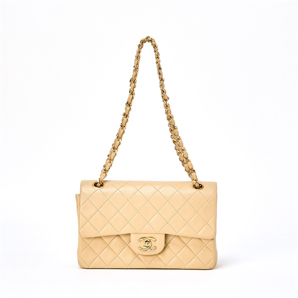 CHANEL マトラッセ ダブルフラップダブルチェーン 23 1985年 ショルダーバッグ ベージュ ゴールド ラムスキン