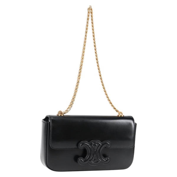 CELINE トリオンフ ショルダーバッグ ブラック ゴールド レザー