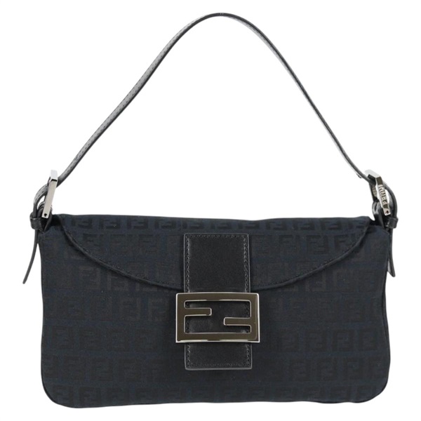 FENDI マンマバゲット ズッキーノ ショルダーバッグ ブラック シルバー キャンバス