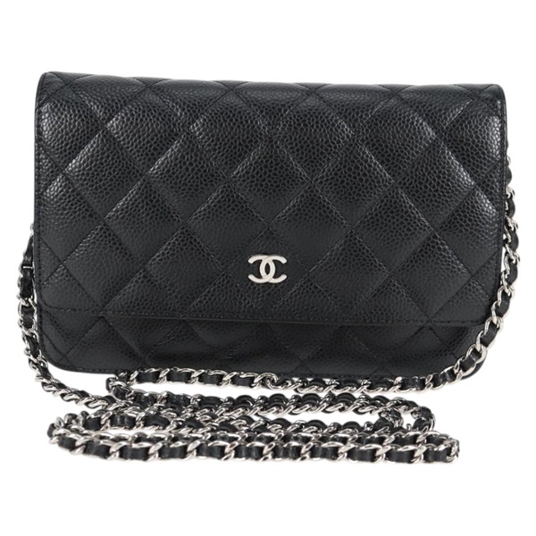 CHANEL マトラッセ マトラッセ チェーンウォレット 2015年 ショルダーバッグ ブラック シルバー キャビアスキン