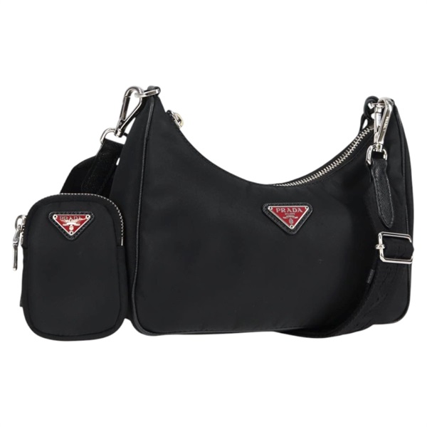PRADA トライアングル Re-Edition 2005 ショルダーバッグ ブラック シルバー テスート