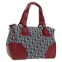 Christian Dior トロッター ボストンバッグ ネイビー レッド キャンバス