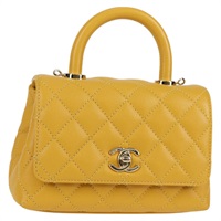CHANEL ココハンドル XXS 2021年 ハンドバッグ イエロー ゴールド キャビアスキン