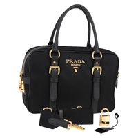 PRADA ロゴ 2WAYハンドバッグ ハンドバッグ ブラック ゴールド テスート