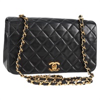 CHANEL マトラッセ シングルフラップシングルチェーン 23 ショルダーバッグ ブラック ゴールド ラムスキン