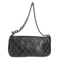 CHANEL マトラッセ ショルダーポーチ ビコローレ 2005年 ショルダーバッグ ブラック シルバー ラムスキン