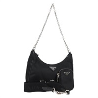 PRADA トライアングル ショルダーバッグ ブラック シルバー テスート