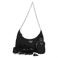 PRADA トライアングル ショルダーバッグ ブラック シルバー テスート