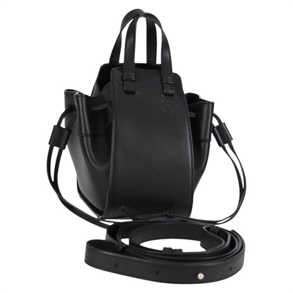 LOEWE ハンモック ミニドローストリング ショルダーバッグ ブラック シルバー レザー