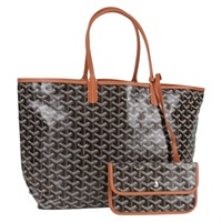 GOYARD サンルイ PM トートバッグ ブラウン ブラック シルバー PVC