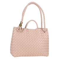 BOTTEGA VENETA イントレチャート アンディアーモ ミディアム トートバッグ ピンク ゴールド レザー