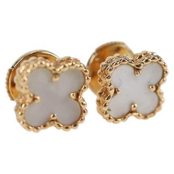 Van Cleef & Arpels スウィート アルハンブラ ピアス ゴールド ホワイト 750YG マザーオブパール