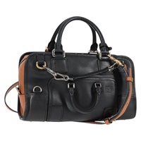LOEWE アマソナ 28 マルチプリケーション ハンドバッグ ブラック ブラウン ゴールド レザー
