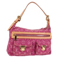 LOUIS VUITTON バギー モノグラムデニム PM ショルダーバッグ M95212 フューシャピンク ゴールド デニム