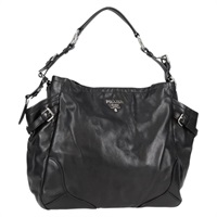 PRADA ロゴ ワンショルダーバッグ ショルダーバッグ ブラック シルバー ソフトカーフ