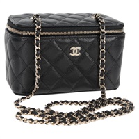 CHANEL マトラッセ ショルダーバッグ ブラック ゴールド キャビアスキン