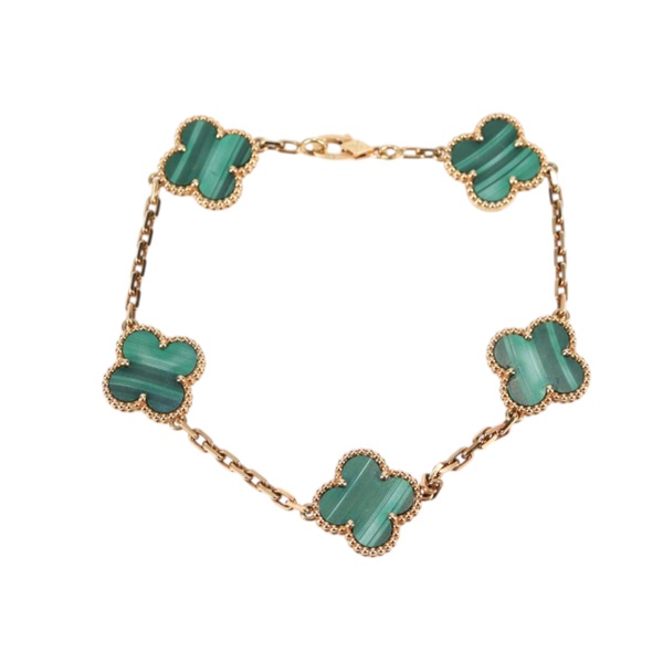 Van Cleef & Arpels ヴィンテージ アルハンブラ 5モチーフ ブレスレット イエローゴールド グリーン 750YG マラカイト