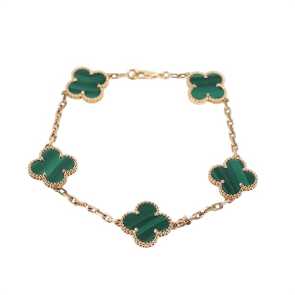 Van Cleef & Arpels ヴィンテージ アルハンブラ 5モチーフ ブレスレット イエローゴールド グリーン 750YG マラカイト