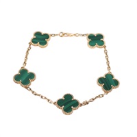Van Cleef & Arpels ヴィンテージ アルハンブラ 5モチーフ ブレスレット イエローゴールド グリーン 750YG マラカイト