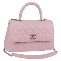 CHANEL ココハンドル XS 2021年 ハンドバッグ ピンク シャンパンゴールド キャビアスキン
