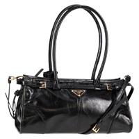 PRADA ボニーミディアム トートバッグ ブラック ゴールド レザー