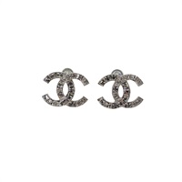 CHANEL ココマーク ピアス シルバー GP ラインストーン