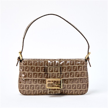 【原宿店限定】FENDI マンマバゲット ズッキーノ ハンドバッグ ブラウン ゴールド コーティングキャンバス