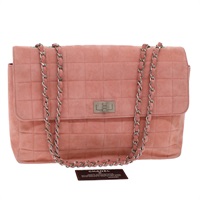 【原宿店限定】シャネル CHANEL ショルダーバッグ チョコバー チェーン スエード ピンク レディース bs7084