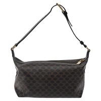 【原宿店限定】セリーヌ CELINE ショルダーバッグ マカダムキャンバス PVCレザー ブラウン ゴールド レディース 117584M