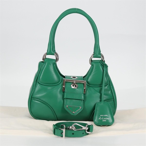 【原宿店限定】プラダ PRADA ハンドバッグ レザー 2way グリーン シルバー レディース 116356SM