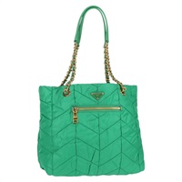 【原宿店限定】プラダ PRADA トートバッグ キルティング チェーン ナイロン グリーン ゴールド BR4383 レディース am8126AM