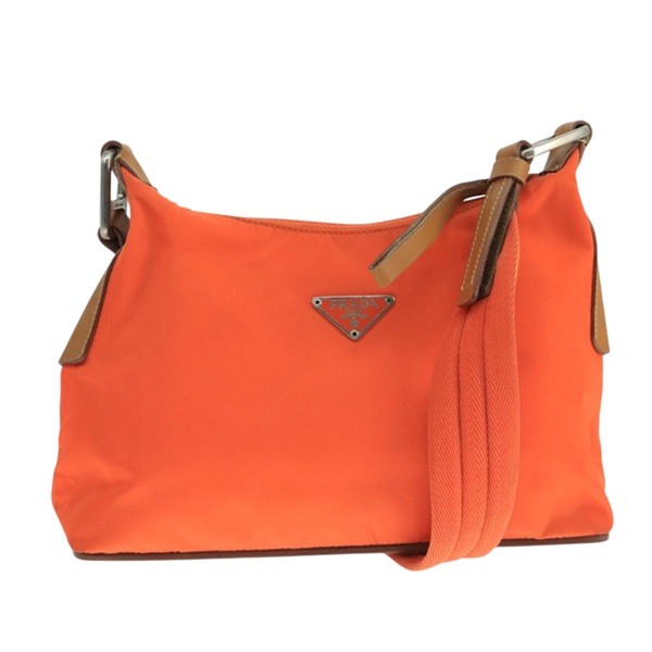 【原宿店限定】プラダ PRADA ショルダーバッグ ナイロン オレンジ シルバー レディース hk1901V
