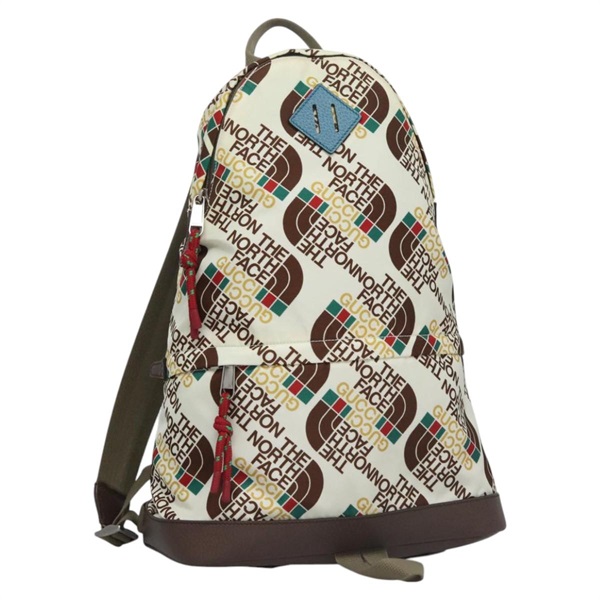 【原宿店限定】グッチ GUCCI バックパック GUCCI×THE NORTH FACE コラボレーション ナイロン クリーム ブラウン 650288 レディース MY182V