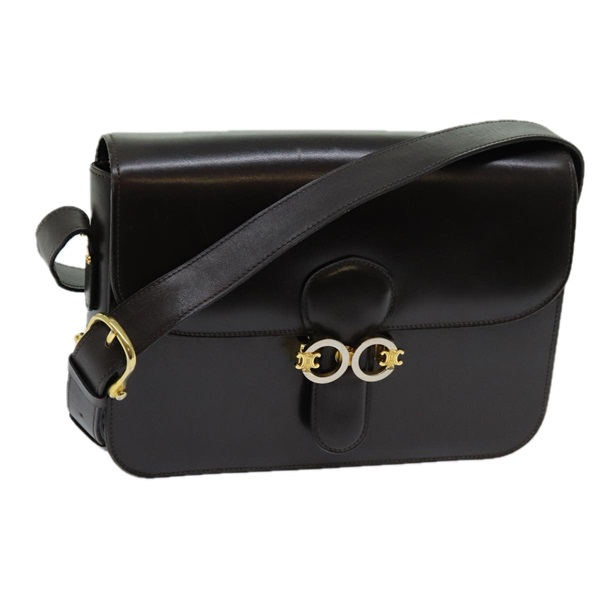 【原宿店限定】セリーヌ CELINE ショルダーバッグ レザー ダークブラウン レディース 70802V