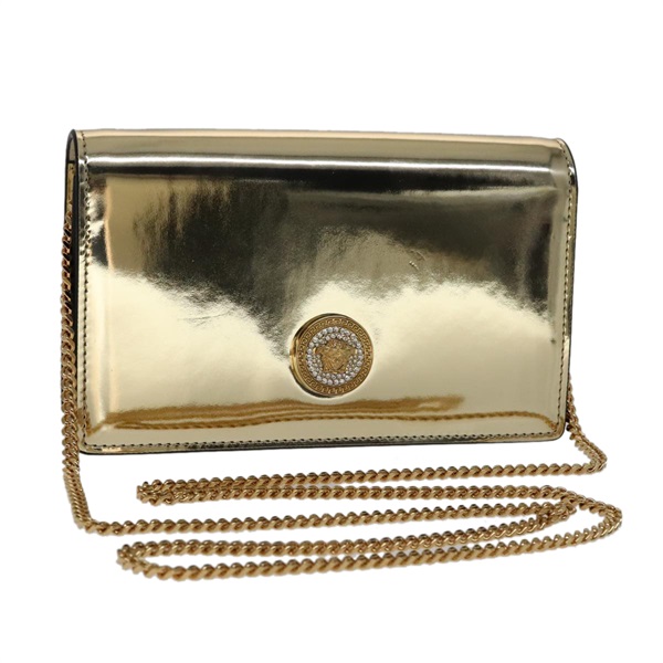 【原宿店限定】ヴェルサーチ VERSACE ショルダーバッグ チェーン パテントレザー ゴールド レディース 108487V