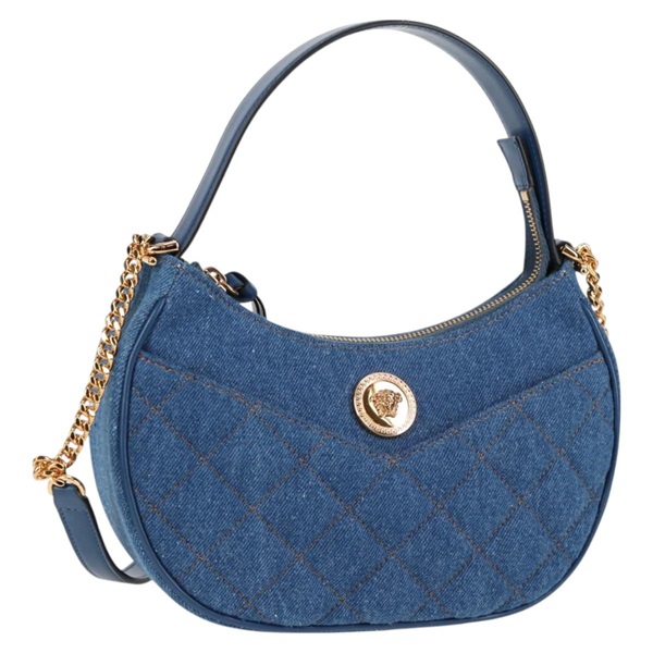 【原宿店限定】ヴェルサーチ VERSACE ハンドバッグ デニム 2way ブルー ゴールド レディース 118658AM