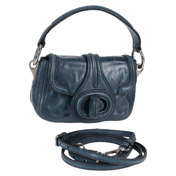 【原宿店限定】プラダ PRADA ハンドバッグ レザー 2way ブルー シルバー レディース 127171V