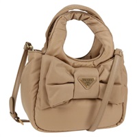 【原宿店限定】プラダ PRADA ハンドバッグ ナイロン 2way ベージュ ゴールド レディース 118908SM